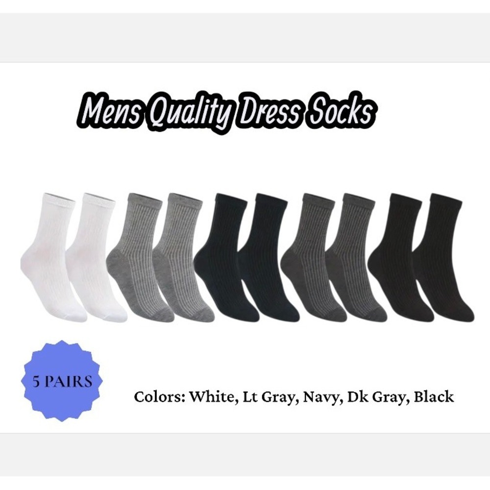Mens Ribbed Dress Socks 9-13 Multi‎ Colors Thinner Feel 5 Pairs NEW